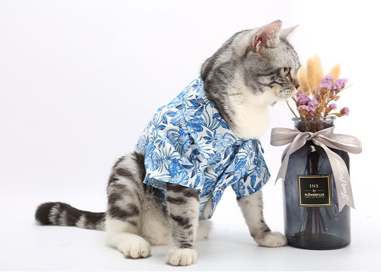 Hawaiian Style Cat Cats T-Shirt Dog Clothes Summer Printed Hawaiian Pet Shirt