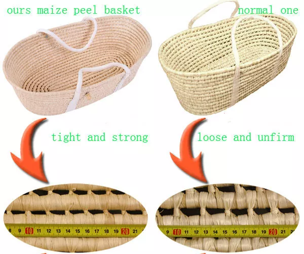 Eco-baby Handmade Sleeping Bed Pod Wicker Rattan Baby Doll Basket Crib Baby Moses Basket